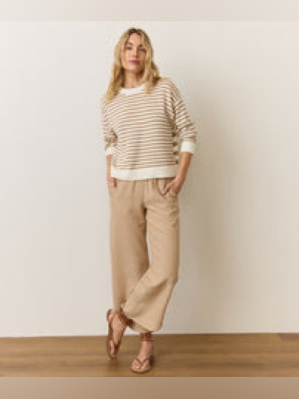 Marine Layer Alison Wide Leg Pant Taupe Large